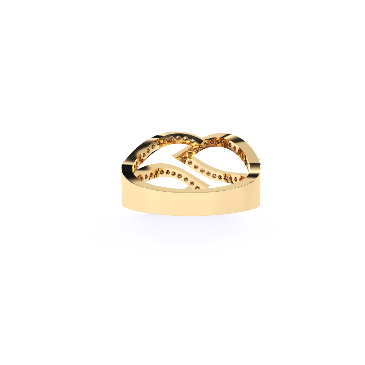 Trendy Open Leaf Style Diamond Wedding Ring